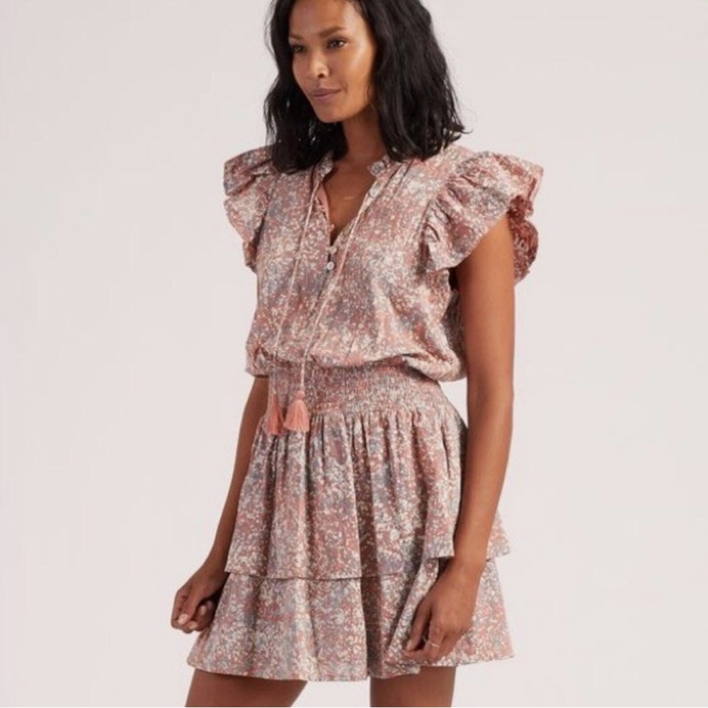 Cleobella Mini Dress in Rouge, Grey & White (B1)